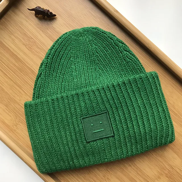 AC Studios Smiling face Beanie Skull Caps knitted Cashmere Eye Warm Couple Lovers Acne Hats Tide Street Hip-hop Wool Cap Adult 4