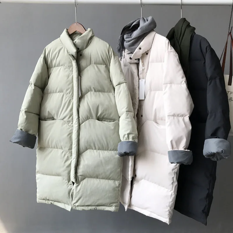 

2018 Winter Korean-style Cotton-padded Clothes Women's Long Large down Coat Loose-Fit Students Couples Loose-Fit down Jacket Cot