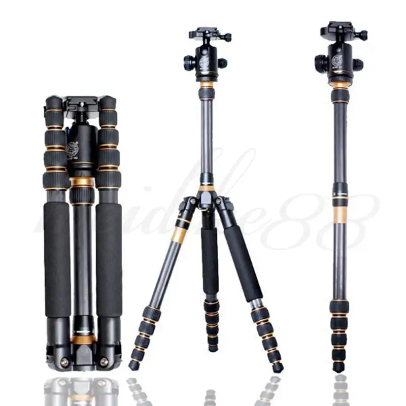 

Q777C Carbon Fiber Portable Traveling Extension Tripod Monopod + Ball Head for DSLR Camera DHL Free shipping