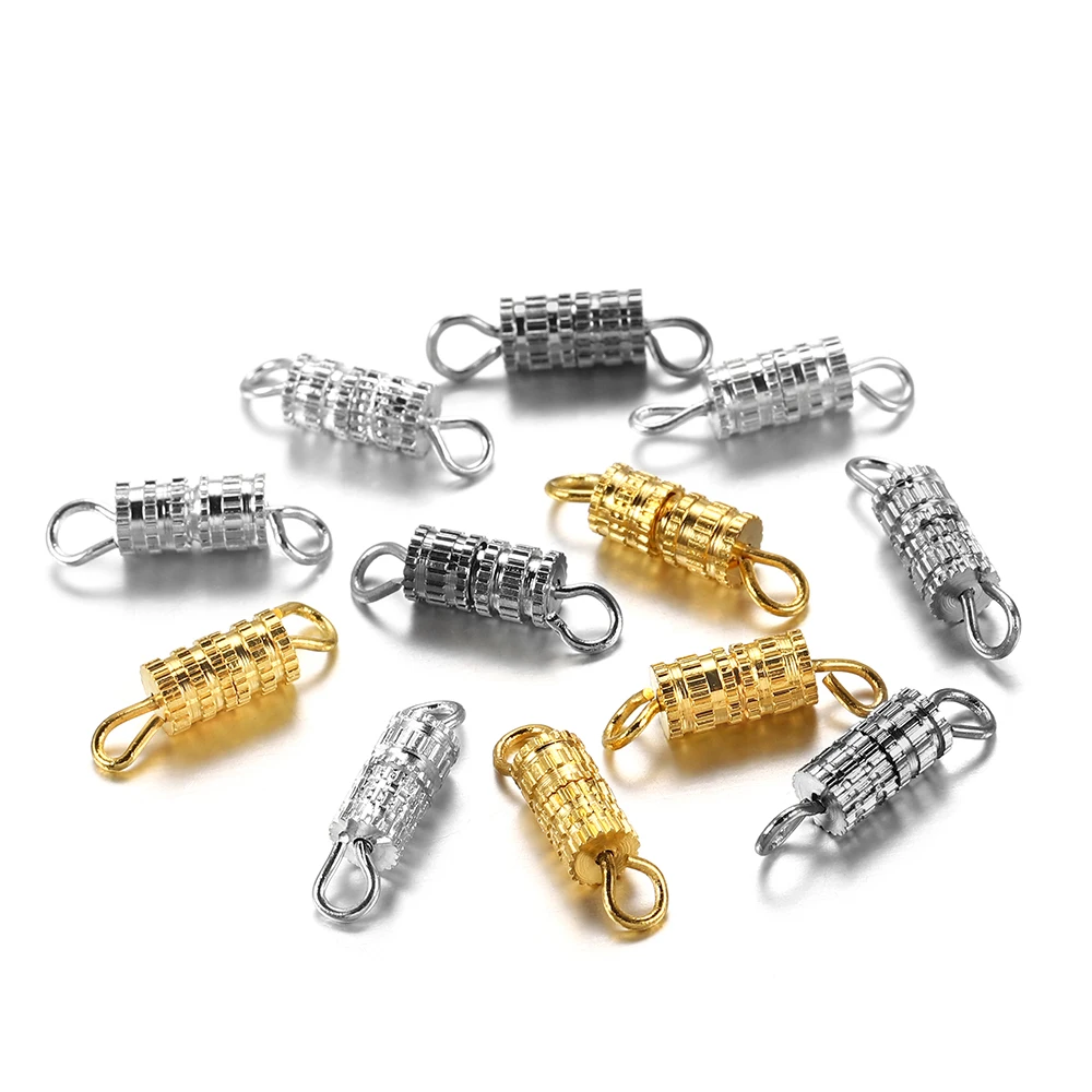 

30pcs Gold Silver Color Cylinder Fasteners Buckle Closed Screw Clasp Connectors for DIY Jewelry Making Accessories Findings