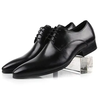 

Pointed Toe Banquet Leather Shoes Men's Leather Lace-up Low Top Genuine Leather Shoes Business Formal Wear Men Shoes Cow Leather
