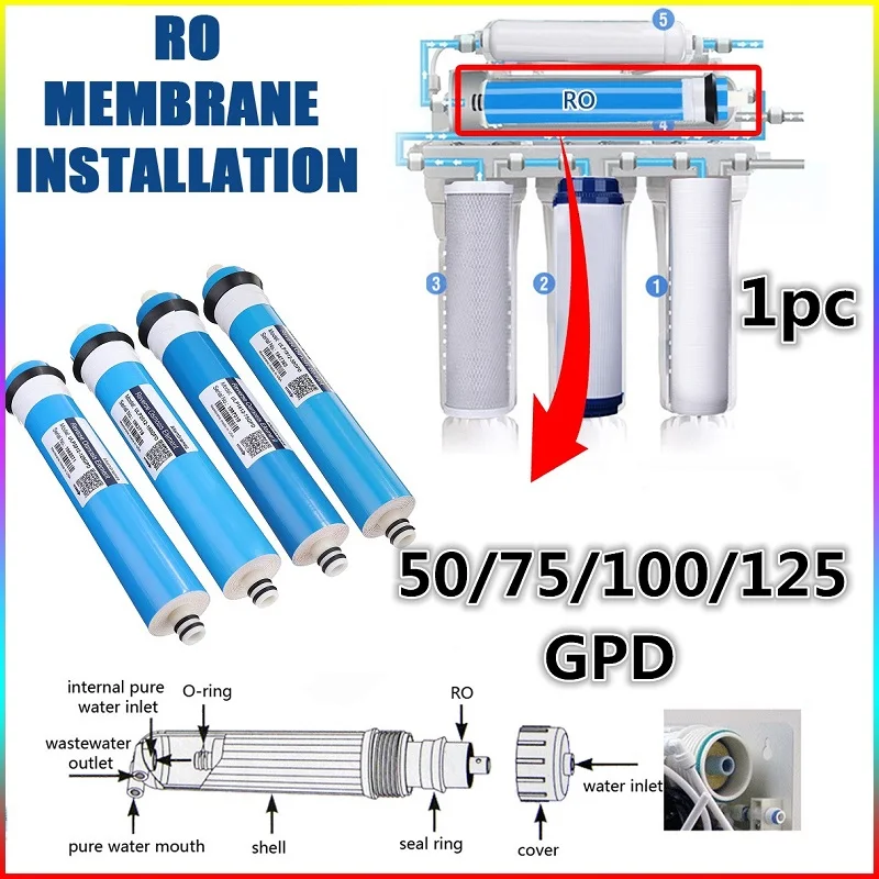 Home 100 GPD RO Membrane Reverse Osmosis Replacement Water System Filter Purification Water Filtration Reduce Bacteria Kitchen 2
