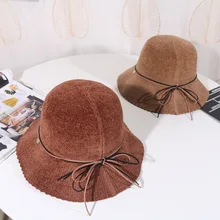 Официальный магазин, женская зимняя шапка из синели, шапка-ведро, складные теплые шапки, уличные шапки рыбака, осенняя уличная одежда в Корейском стиле для леди