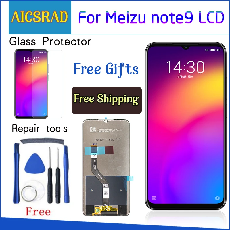 

Originai For 6.2"Meizu Note 9 Axisinternational LCD Display Screen+Touch Screen Panel Digitizer Frame For Meizu Note 9