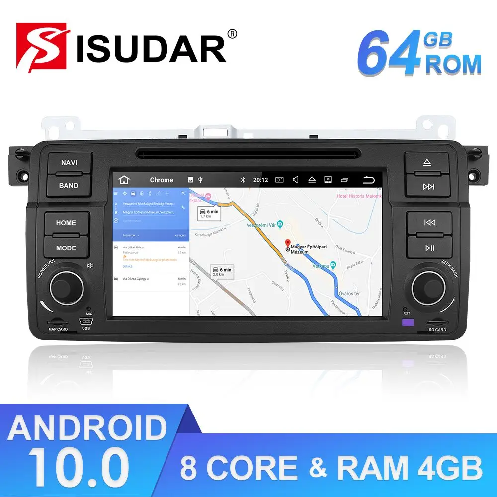 Isudar 1 Din Автомобильный мультимедийный плеер Android 10 GPS Авторадио Стерео система для