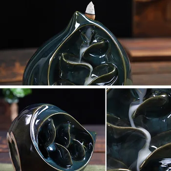 

Backflow Censer Ceramic Sandalwood Incense Burning Stove for Home Decoration MYDING