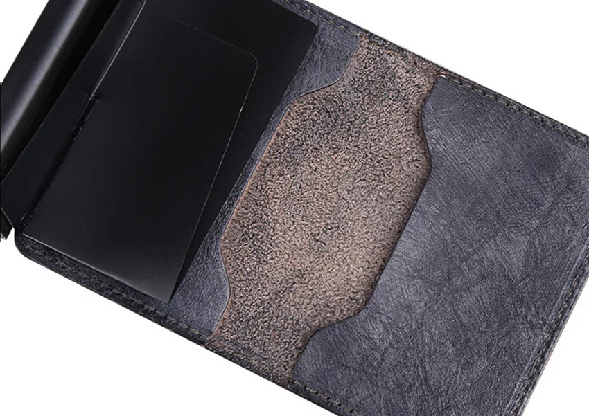 Ретро Натуральная кожа Rfid RFID мужской кошелек кредитница Противоугонный Автоматический чехол для карт мужской мини кошелек Кредитная карта