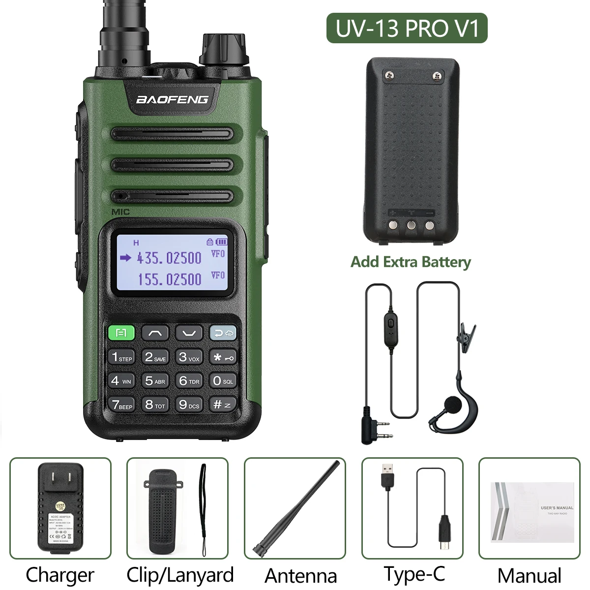 best buy walkie talkie Baofeng UV 13pro 10W 8800mAh Powerful Walkie Talkie with USB Charger Long Range Ham Two Way Radio UV13 PRO Upgrade UV-5R UV-10R long distance walkie talkie Walkie Talkie