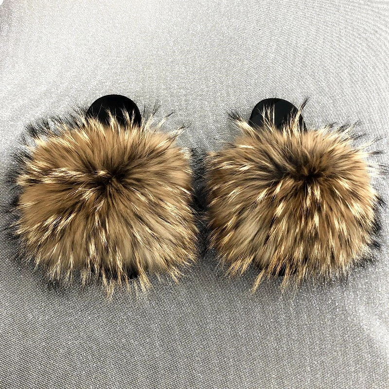 natural raccoon fur slides