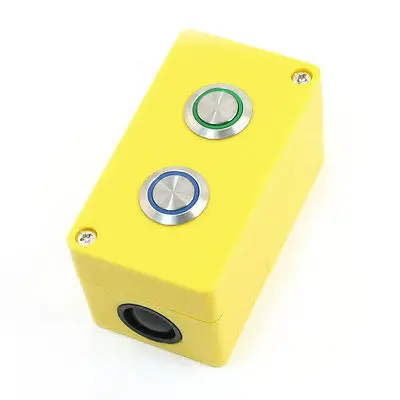 

5A 250VAC SPDT Self-Locking Green Blue Lamp 12V Double Button Control Station