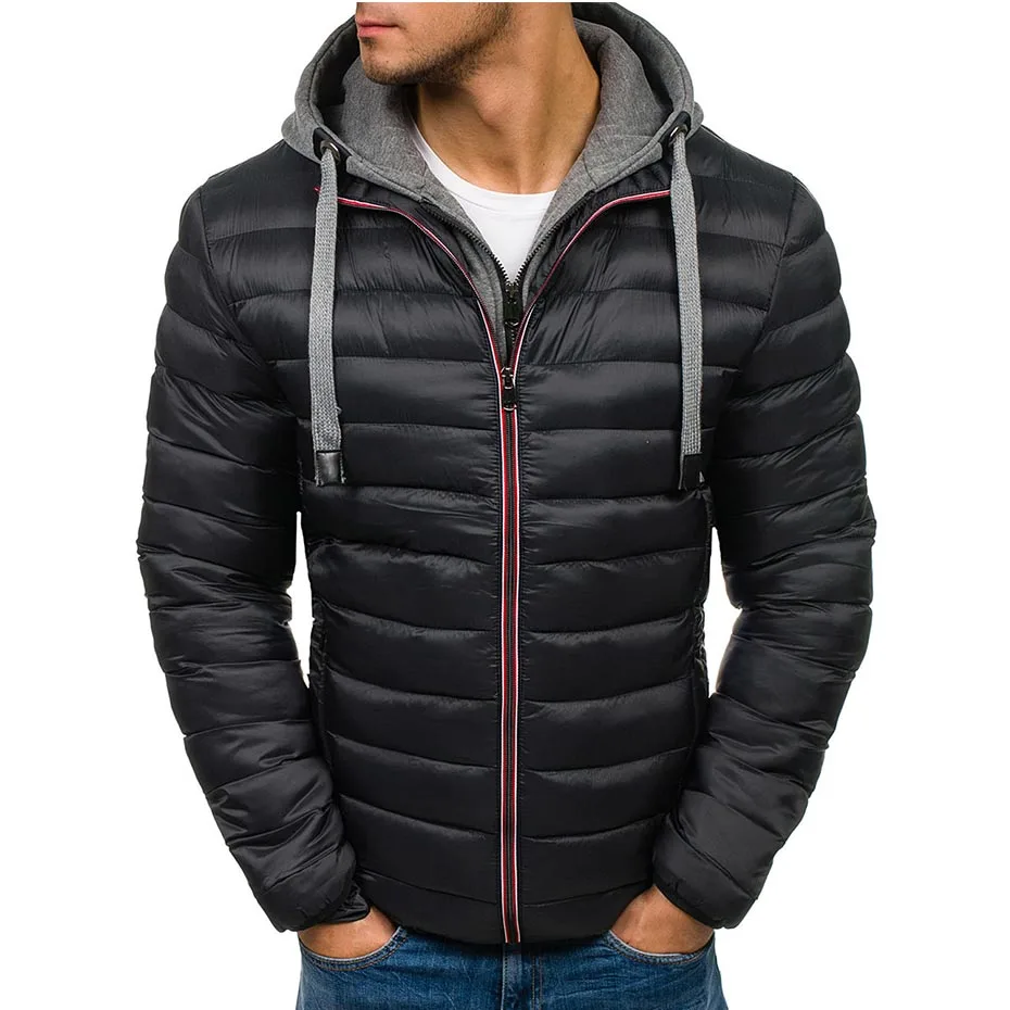 Zogaa брендовая Новая мужская зимняя куртка парка мужские куртки и пальто повседневные мужские пальто с капюшоном уличная зимняя куртка мужская одежда - Цвет: Черный
