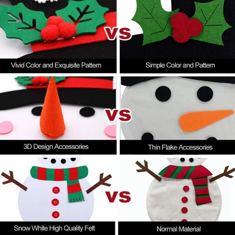 DIY Felt Christmas Tree Snowman with Ornaments Kids Toys Christmas Party Decoration New Year