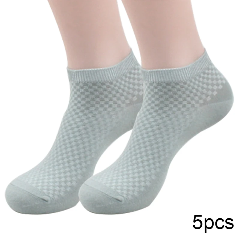 5 пар/лот, мужские носки из бамбукового волокна, короткие носки, высокое качество, лето, весна, Бизнес Стиль, дышащие мужские носки - Цвет: A