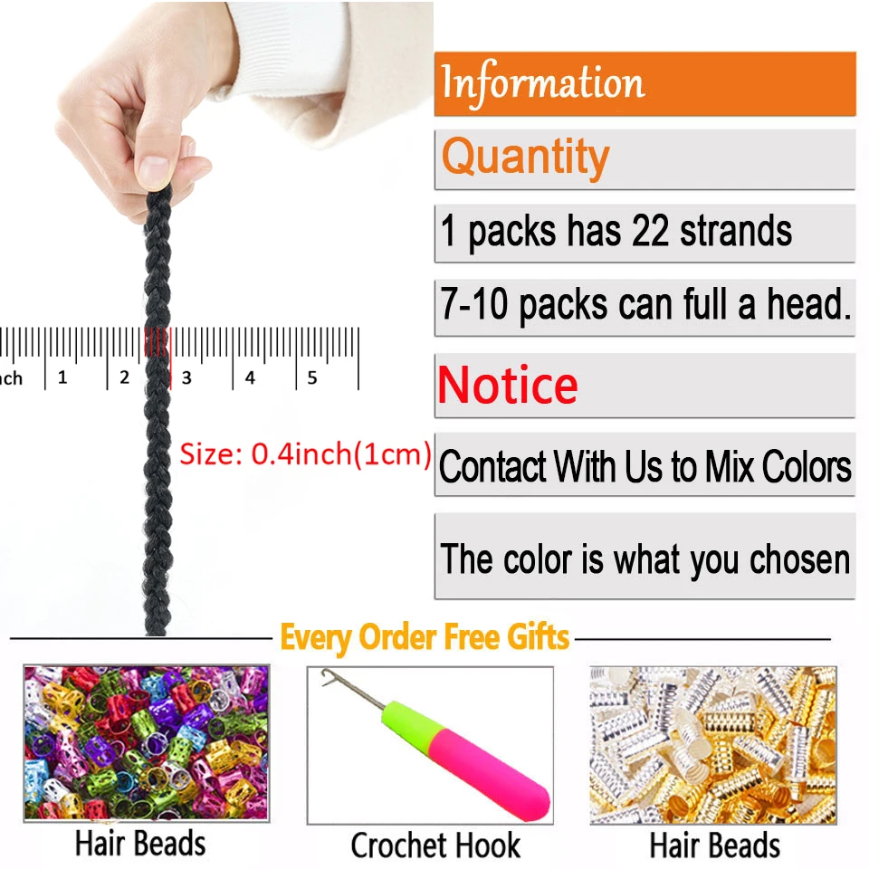 14 18 24 Inch Micro Crochet Box Braids Synthetic Braiding Hair Pre Stretched High Temperature Fiber Hair Extensions For Women