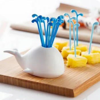 

1 Set Cute Beluga White Whale Kitchen Accessories Cooking Fruit Vegetable Tools Gadgets For Party Home Decor Hall Fruit Fork Set