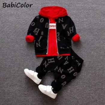 Baby boys clothes sets spring autumn newborn fashion cotton coats+tops+pants 3pcs tracksuits  1