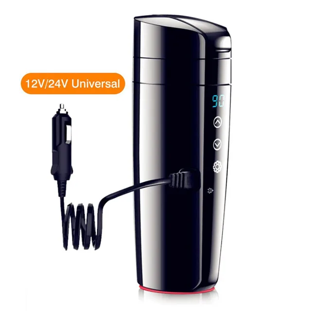 Boiling Mugs Adjustable Temperature Car Heating Cup 12v Water Heater Bottle Portable Vehicle Electric Kettle For Coffee Tea Milk black