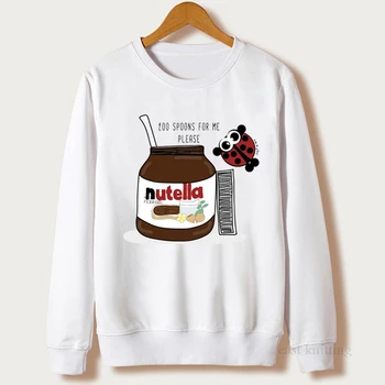 

Autumn 2019 Women's Sweatshirt Spoof Nutella Print Hoodie Casual Comfortable White Hoodie