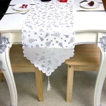 

Family Party Wedding Dining Room Stain Protection Home Decor With Tassel Printing New Year Christmas Table Runner Holiday