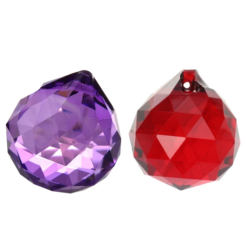 

2 PCS 30mm Crystal Ball Prisms Purple & Red