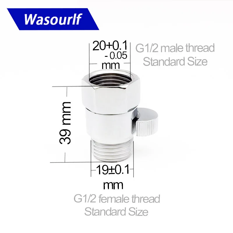 WASOURLF G1/2 Shower Control Stop Water Valve Button Hand Hold Shower Head Switch Adjustable Brass Chrome Lock Bath Accessories