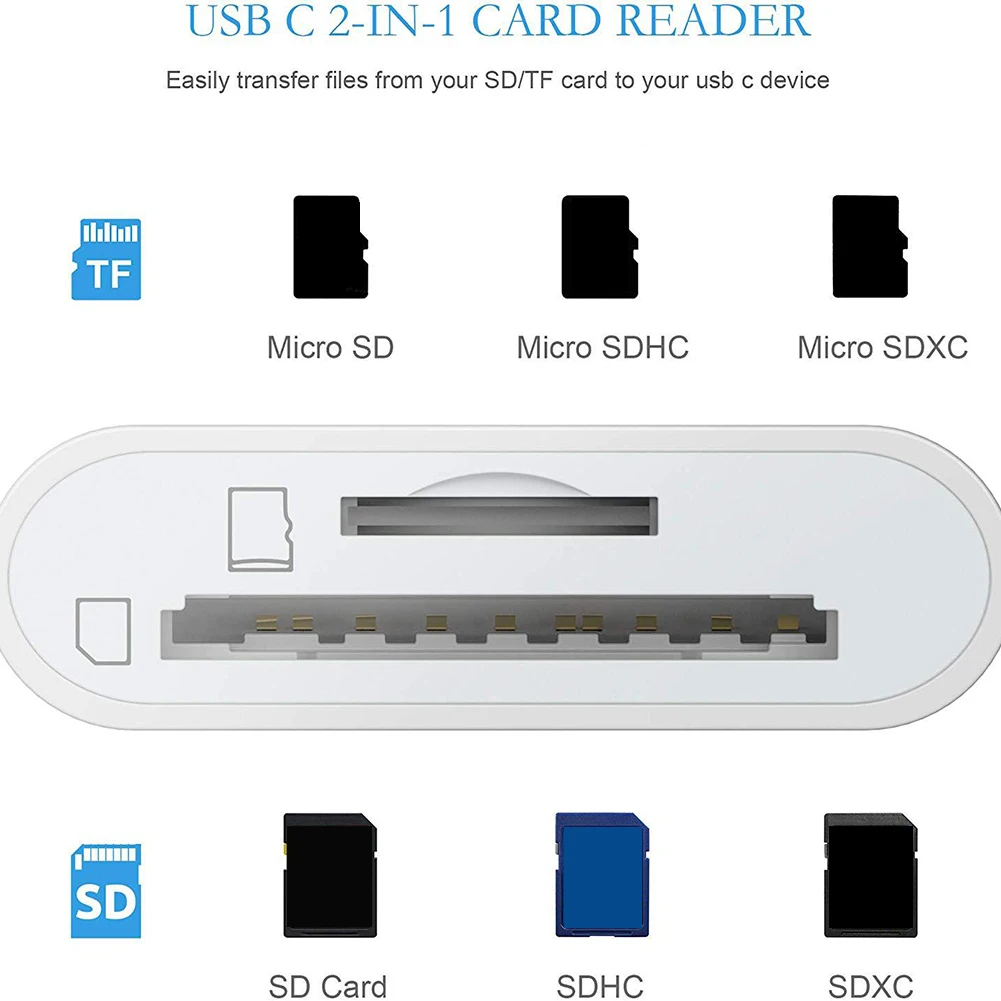 

Многофункциональном Устройстве чтения карт памяти 2 в 1 Тип C USB-C для S.D устройство для считывания с tf-карт адаптер конвертер для телефона, компьютера, ноутбука, аксессуары