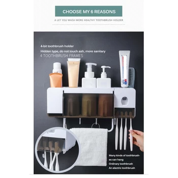 

Toothbrush Holder Set Multifunctional Bathroom Storage Shelf Toothbrush Holder Wall Mounted Bathroom Storage Rack