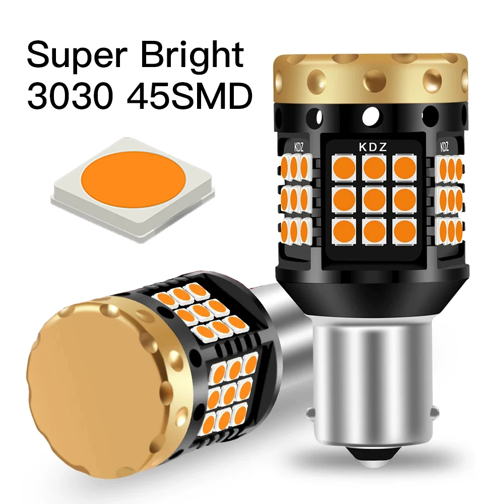 

2pcs Bau15s PY21W 7507 LED Canbus No Hyper Flash 1156 P21W Ba15s W21W Turn Signal Light Bulb Built-in Resistor Error Free Orange