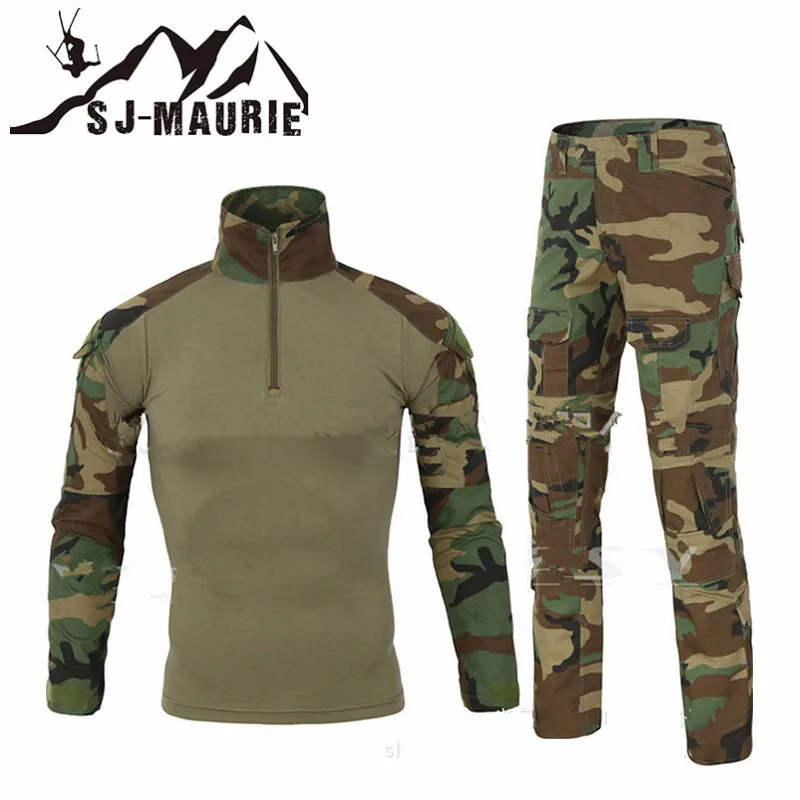 SJ-Maurie уличная Военная тактическая рубашка, костюм, тактические штаны, камуфляжная рубашка, армейская боевая рубашка, Униформа, Охотничий Тактический Камуфляжный костюм
