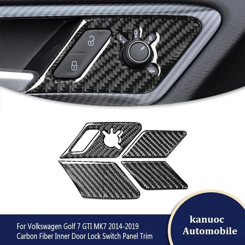 

Carbon Fiber Black Stickers Door Lock Cover Trim For Volkswagen VW Golf 7 GTI MK7 2014-2019 Car Interior Decorative Accessories