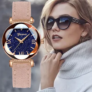 

Relogio Feminino Women Watch New Fashion Leather Dress Elegant Flower Dial Quartz Watches Ladise Clock Reloj Mujer