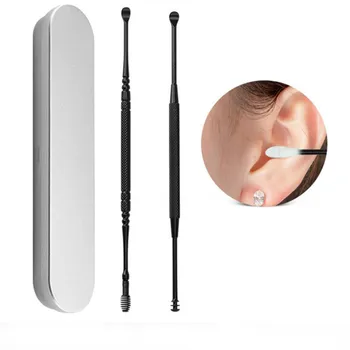

1Set Stainless Steel Digging Ear Spoon Set Spiral Rotating Dig Spoon Double Ears Artifact Cleaning Earpick Earwax Remover Kit