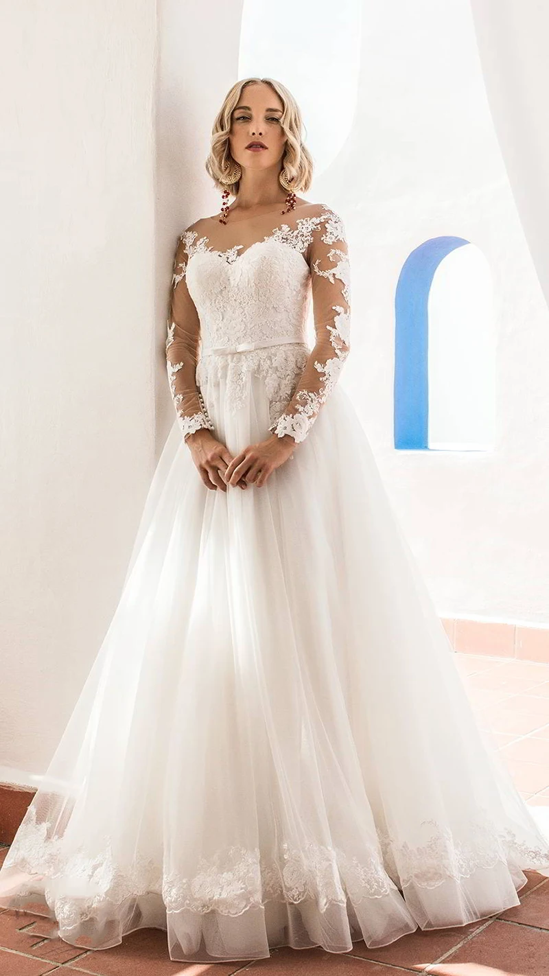 Verngo ТРАПЕЦИЕВИДНОЕ свадебное платье кружевное платье невесты белые/цвета слоновой кости свадебные платья из фатина свадебное платье в стиле бохо Vestido Novia