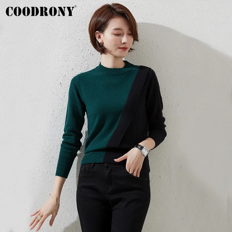 COODRONY Brand 2020 Autumn Winter Elegant Slim Pullover Sweaters Women Knitting Merino Wool Casual Warm Female Jumpers W1116