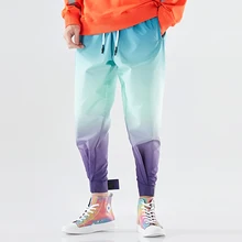 Модные штаны-шаровары мужские градиентные тренды хип-хоп мужские s джоггеры женские укороченные брюки больших размеров Обычная посадка Drawstring уличные брюки мужские