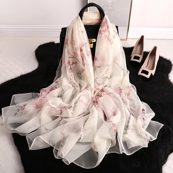 

Chinese Classic Silk Scarf New Style Spring and Summer women Silk Scarf lady Fashion Printed Shawl Beach Sunscreen Headscarf