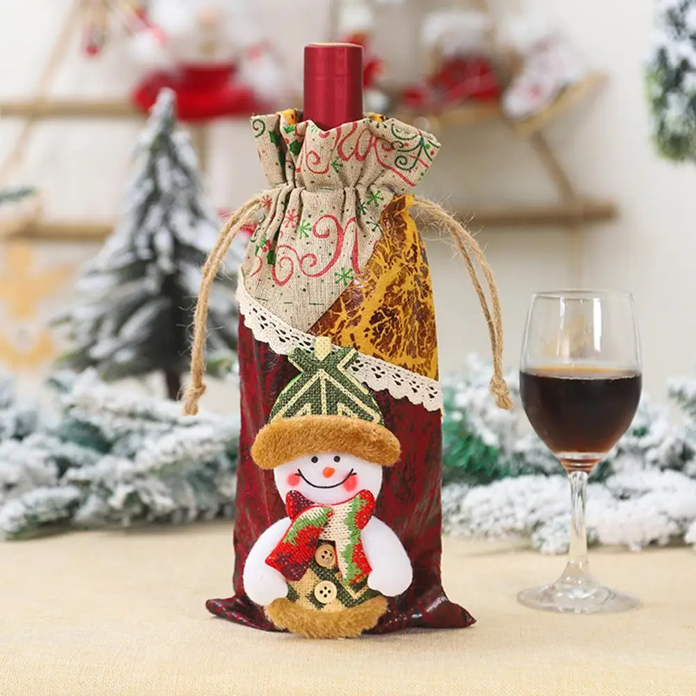 Christmas bottle set Christmas gift party knit decorative red wine bottle clothe table wine bag restaurant holiday dress up FDH - Цвет: b