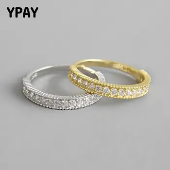 

YPAY 100% Pure 925 Sterling Silver Finger Rings For Women Korean Trendy Zircon Mid Ring Fine Jewelry Gifts Drop Shipping YMR617