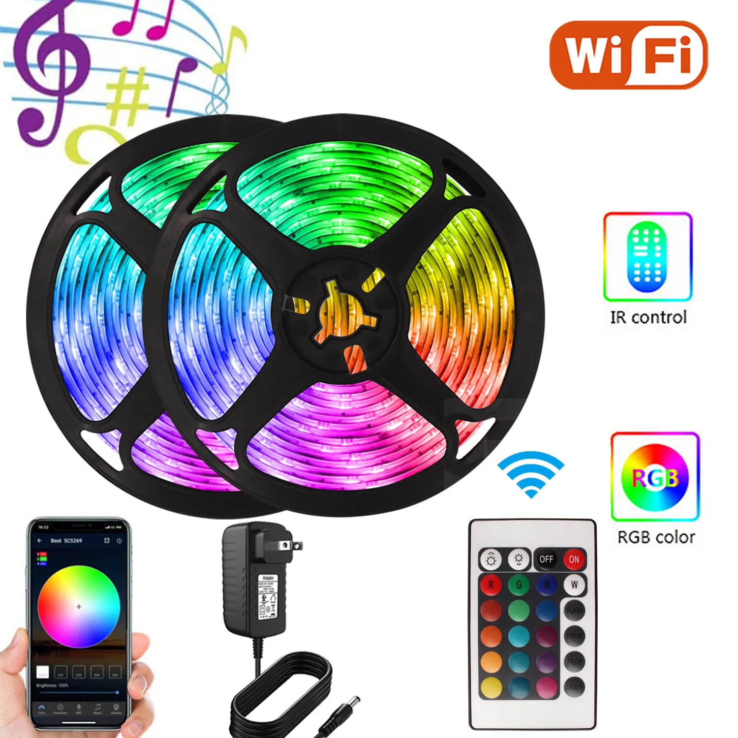 WiFi RGB светодиодная лента 2835 SMD водонепроницаемая гибкая неоновая Tiras светодиодные