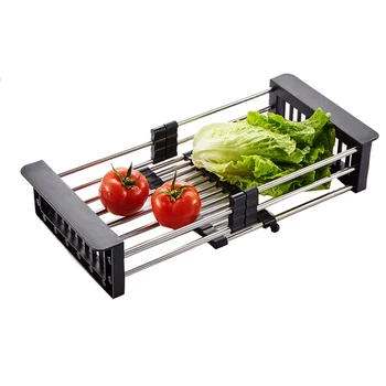 

Hot Stainless Steel Adjustable Telescopic Kitchen Over Sink Dish Drying Rack Insert Storage Organizer Fruit Vegetable Tray Drain
