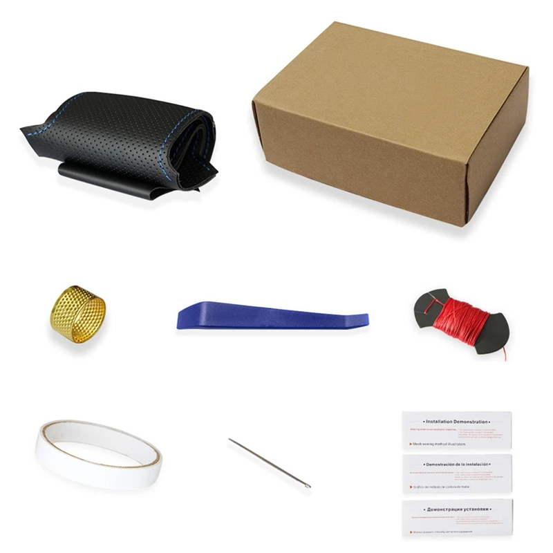 Черный чехол рулевого колеса автомобиля Volant оплетка из искусственной кожи для