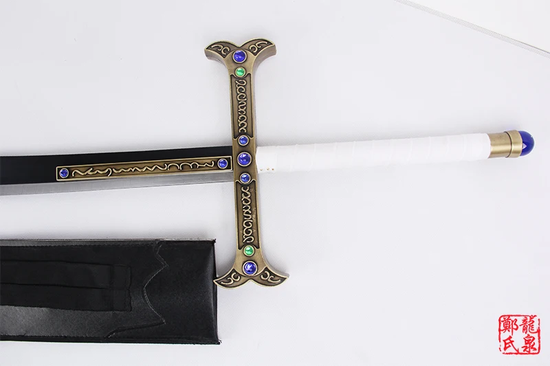 Anime One Piece Sword Dracule Mihawk weapons carbon steel blade PU sheath cosplay swords props Home Decor Metal Craft No sharp
