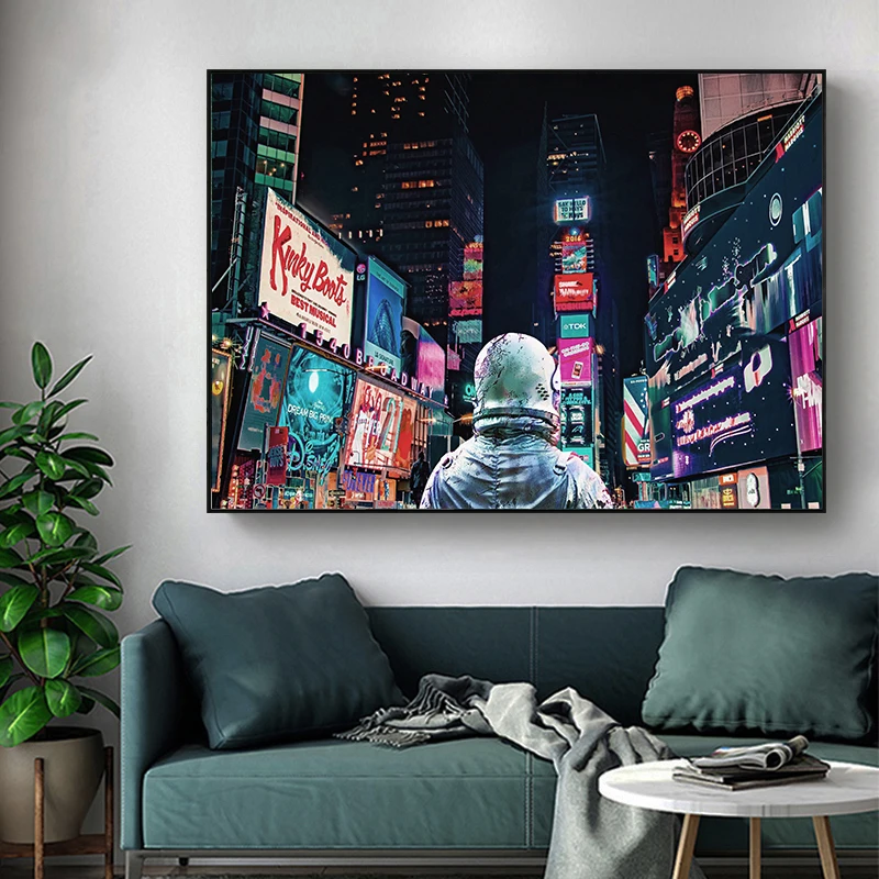 

HD Canvas Painting Wall Art With Frame Nordic Astronaut Figures Canvas Painting Poster Style Print For Living Room Dining Decor