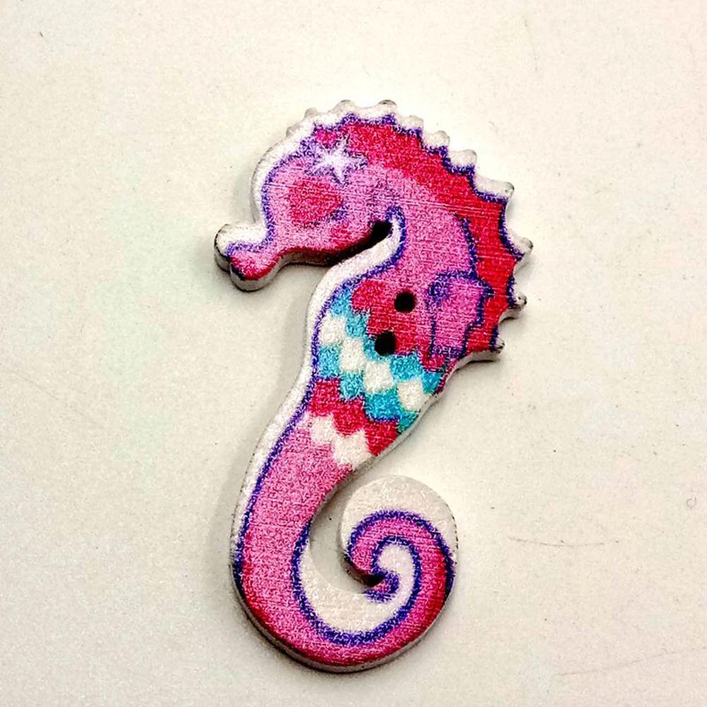 50 шт./упак. мультфильм морской животные Рыбы Крабы Seahorse 2 отверстия деревянные пуговицы для шитья искусства, ремесла и шитья