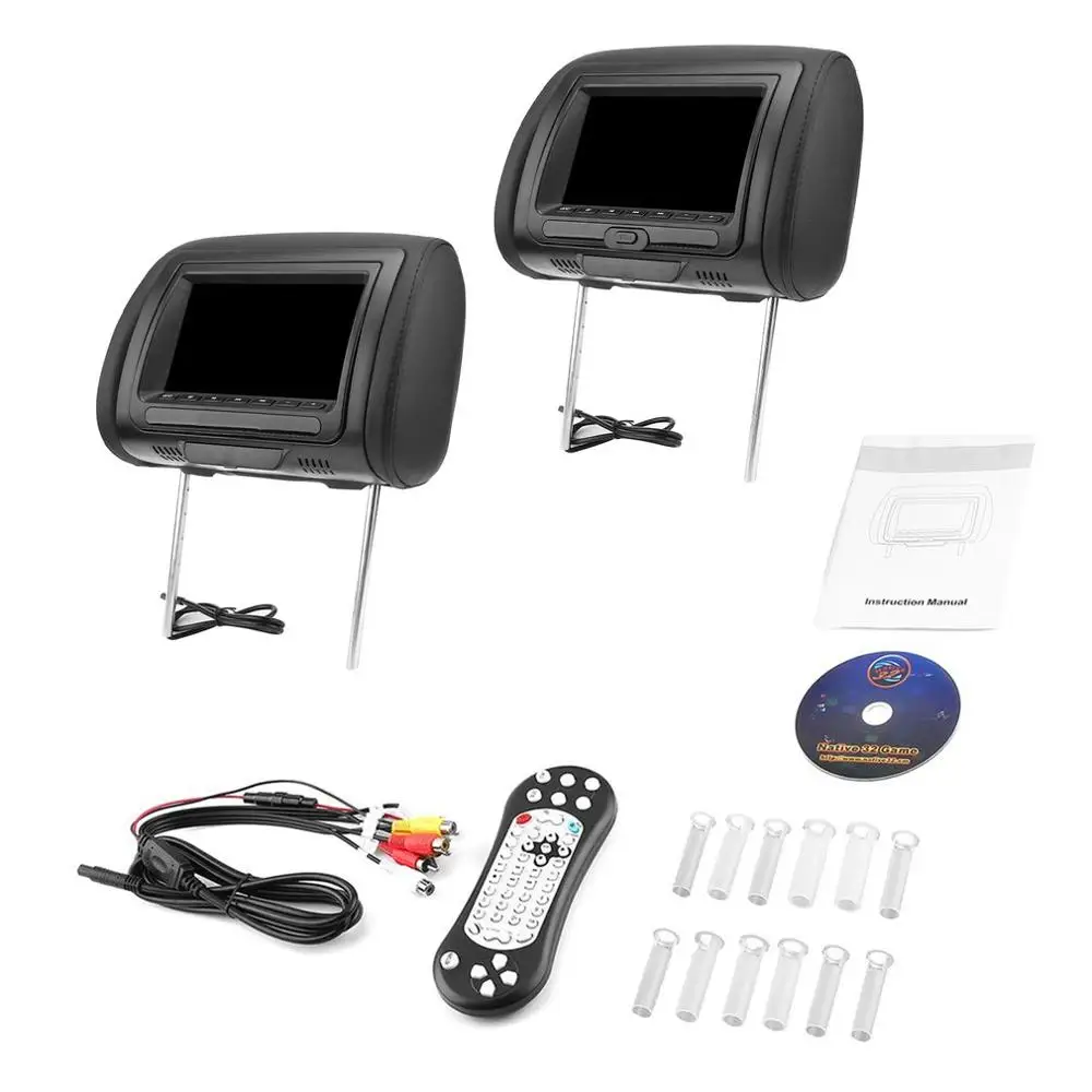 " Черный Автомобильный DVD/USB/HDMI Автомобильный подголовник мониторы с ИК передатчик внутренние колонки видео игры FM передатчик