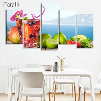 

5pcs canvas painting fruit And Grapes Cheeses Wall Art Painting The Picture Print On Canvas Food Pictures For Home Decor Decorat