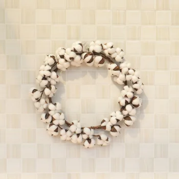 

New Cotton Dry Flowers Wreath Party Festival Wedding Decoration Handmade Rattan Wreaths Decor Christmas Wreath Home Decor