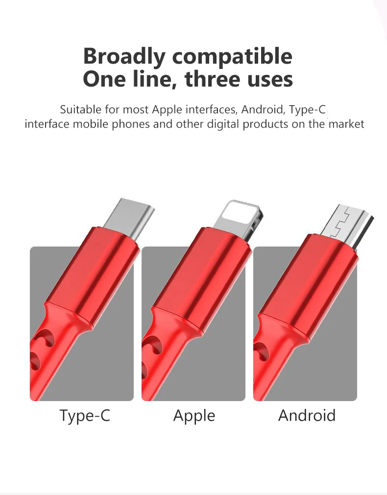 3 в 1 Выдвижной USB кабель для iPhone с микро-Тип usb C 8-ми штифтовый кабель 3.5A кабель для быстрой зарядки для huawei Xiaomi 3in1 2in1 кабель
