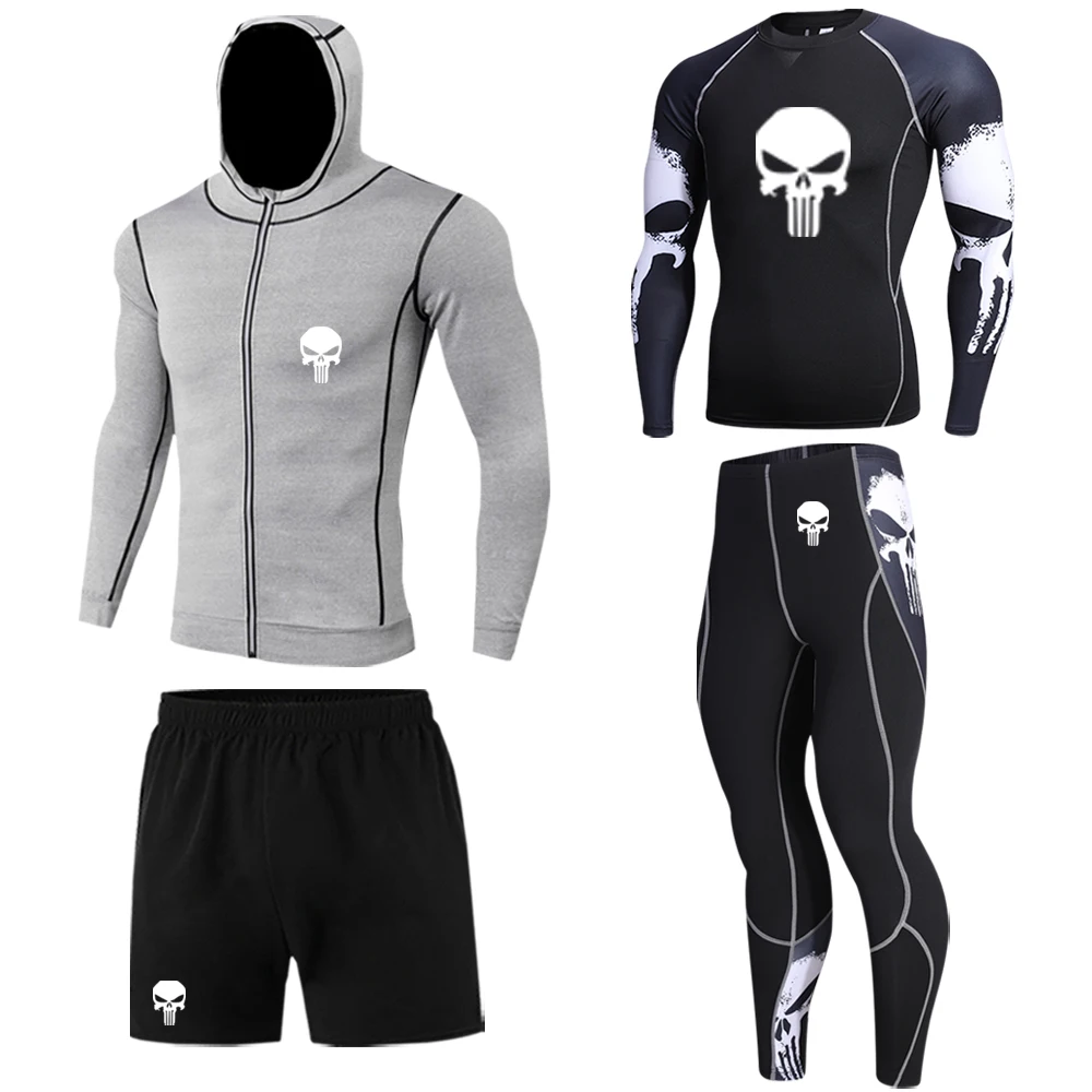 Gym Rashguard Fitness Sportswear Running Clothes Quick Dry Men's Running Sets Compression Sports Suits Skinny Tights Clothe