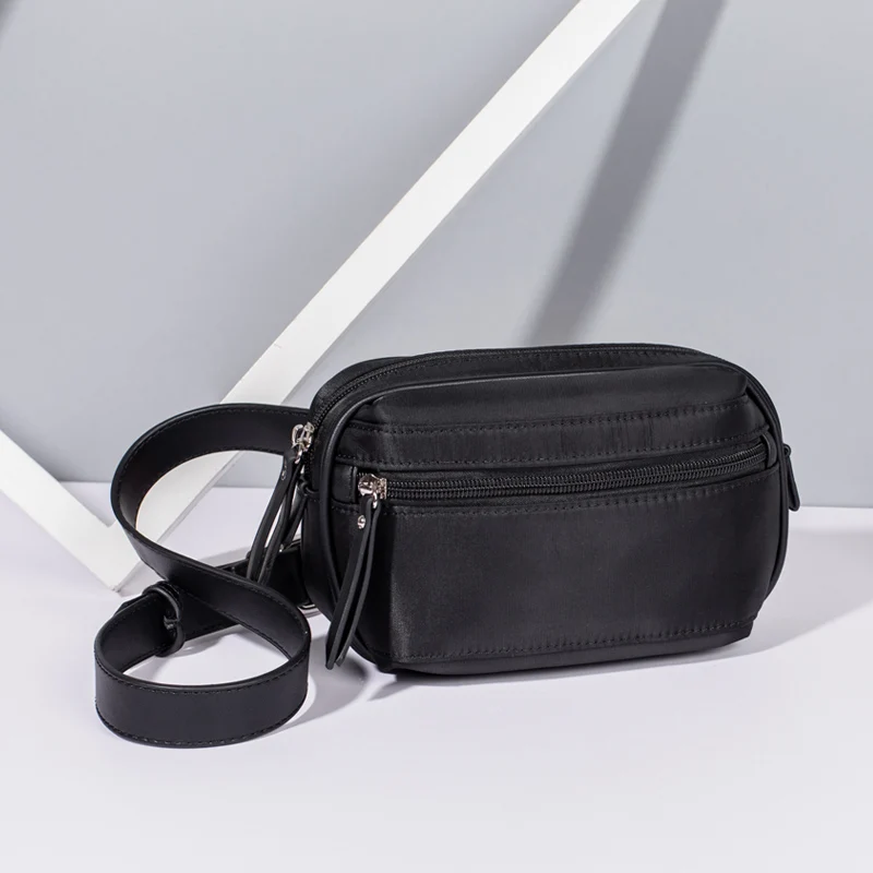 Annmouler/модные женские сумки-Фанни высокого качества, нейлоновая поясная сумка черного цвета на молнии, нагрудная сумка для девочек, чехол для телефона, регулируемый ремень, сумка